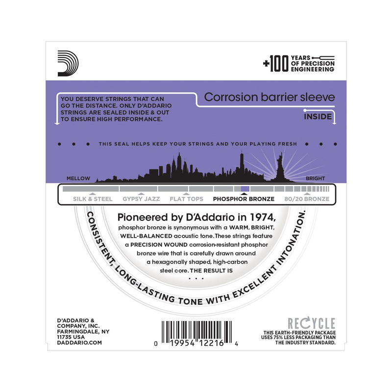Cuerdas D'Addario para Guitarra Acústica EJ26 Phosphor Bronze Calibre 0.011 - 0.052