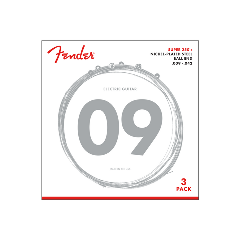 Cuerda Fender para Guitarra Eléctrica Super 250L NPS Ball End 9-42 (pack de 3)