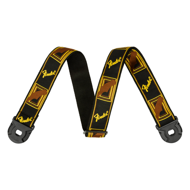 Correa Fender Quick Grip Locking End - Monograma Negro/Amarillo/Marrón