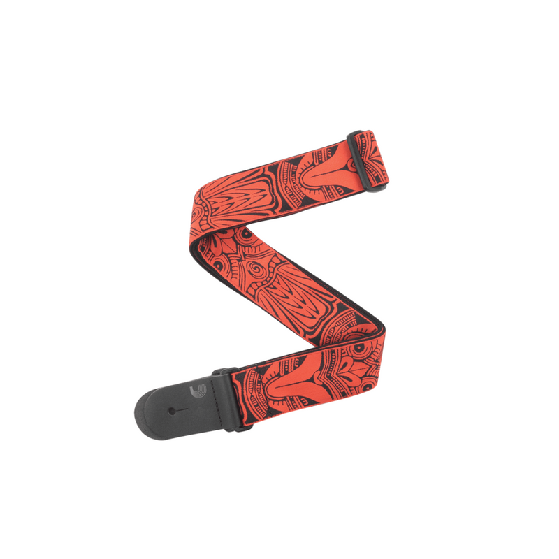 Correa de guitarra D'Addario de nylon tejida - 2'' - Red Tiki Mask - T20W1423