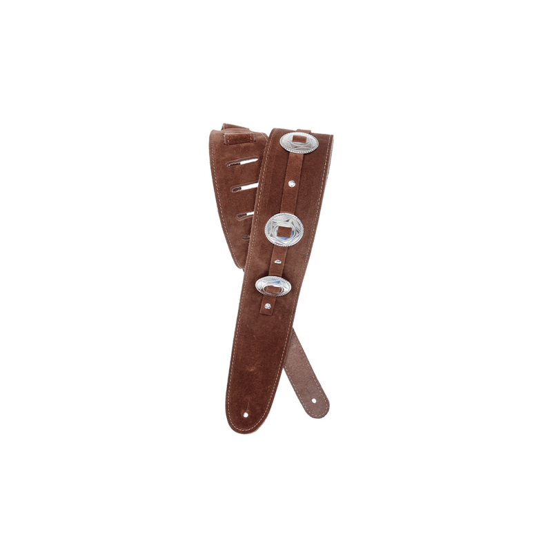 Correa de guitarra D'Addario Deluxe de cuero - 2.5'' - Conchos, Brown - 25SSC01