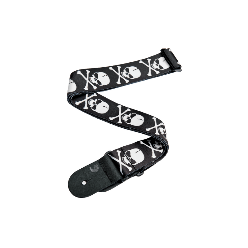 Correa de guitarra D'Addario de poliéster tejida - 50mm - Skull and Cross Bone - 50H01