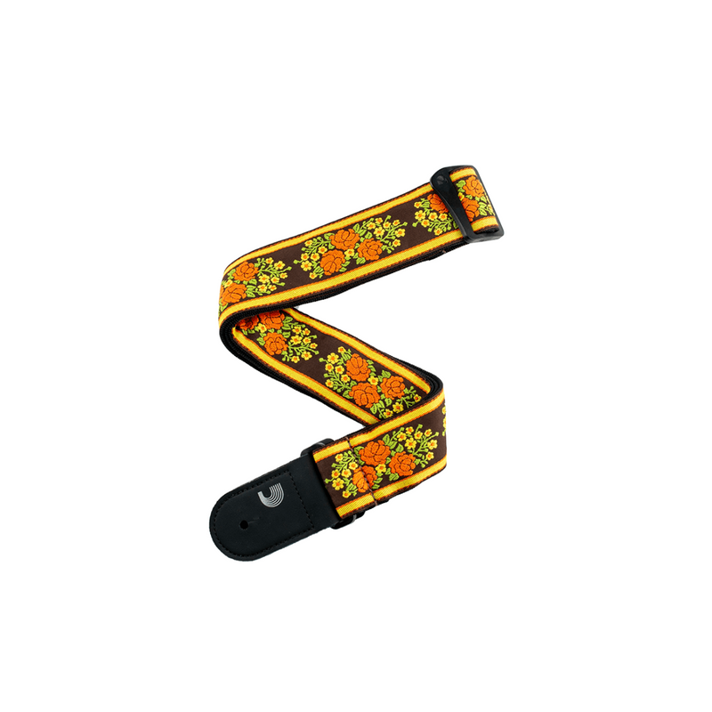 Correa de guitarra D'Addario Peace & Love tejida - 50mm - Brown and Yellow - 50PCLV03