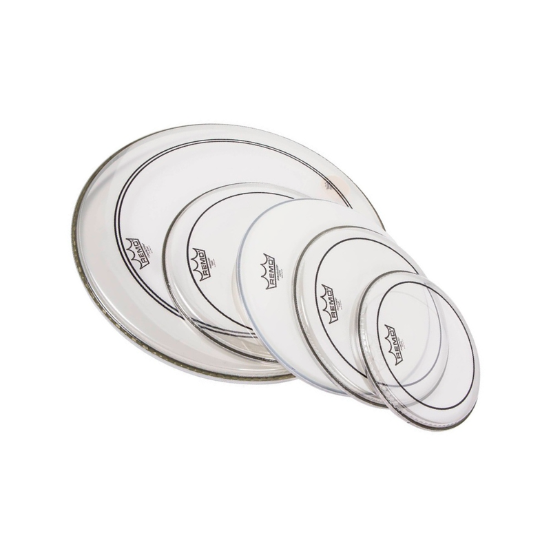 Pack de Parches Remo Propack PP-0260-PS con Pinstripe Clear de 10",12",14", Powerstroke 3 Clear de 22" (Bombo) y Ambassador Coated de 14" (Tarola)