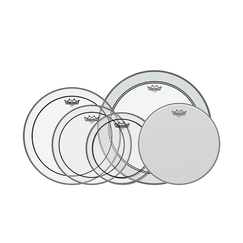 Pack de Parches Remo Propack PP‑0270‑PS con Pinstripe Clear de 12",13",16", Powerstroke P3 Clear de 22" (Bombo) y Ambassador Coated de 14" (Tarola)