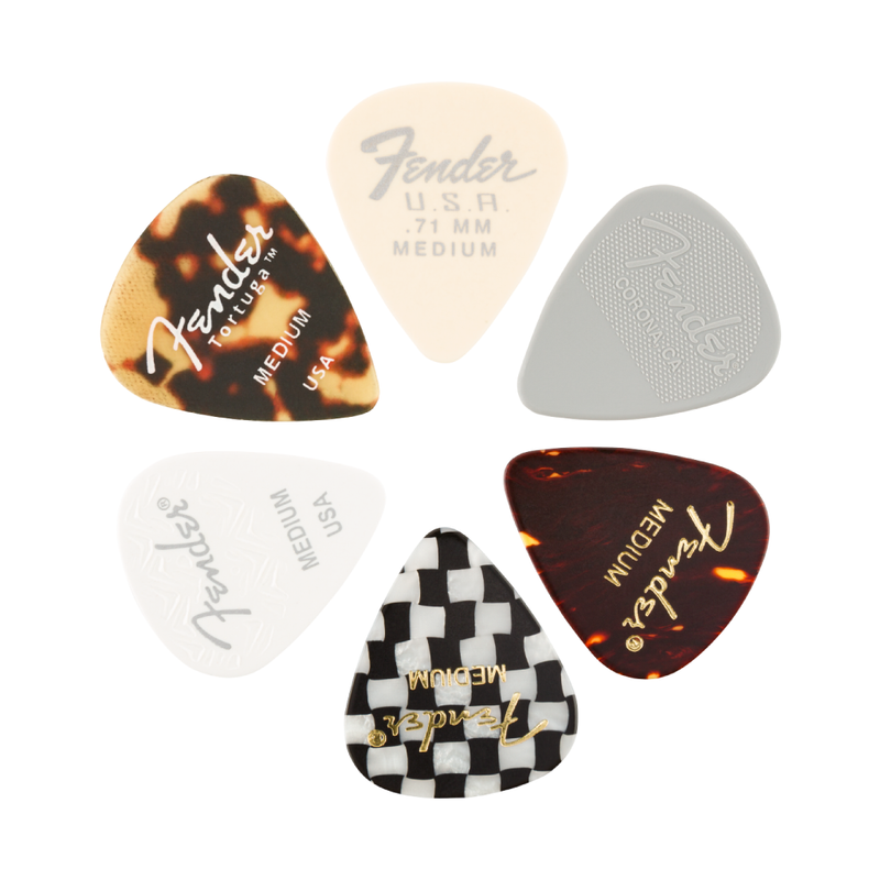 Uñas Fender 351 Material Medley, Thin 6-Pack