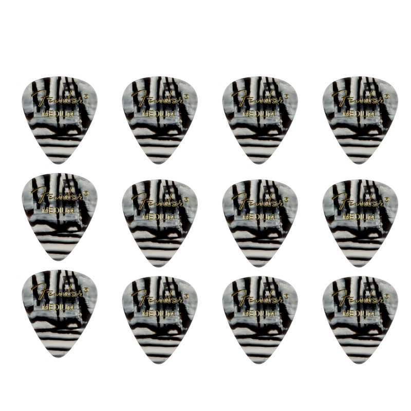 Uñas Fender 351 Shape - Zebra - Medianas - Pack de 12