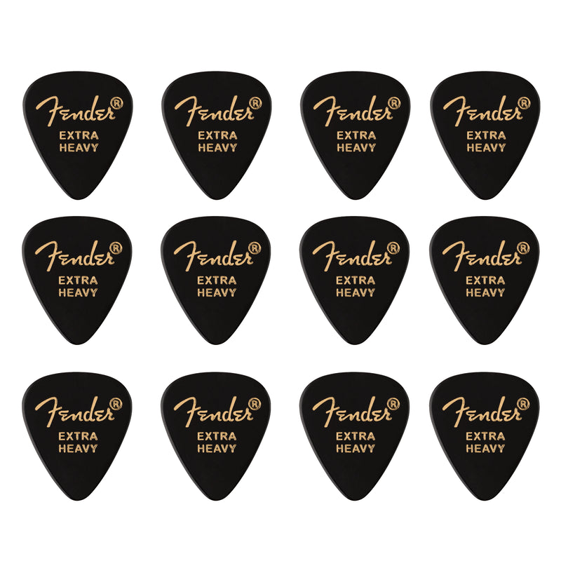 Uñas Fender 351 Shape Premium Celuloide - Black - Extra Heavy - Paquete de 12