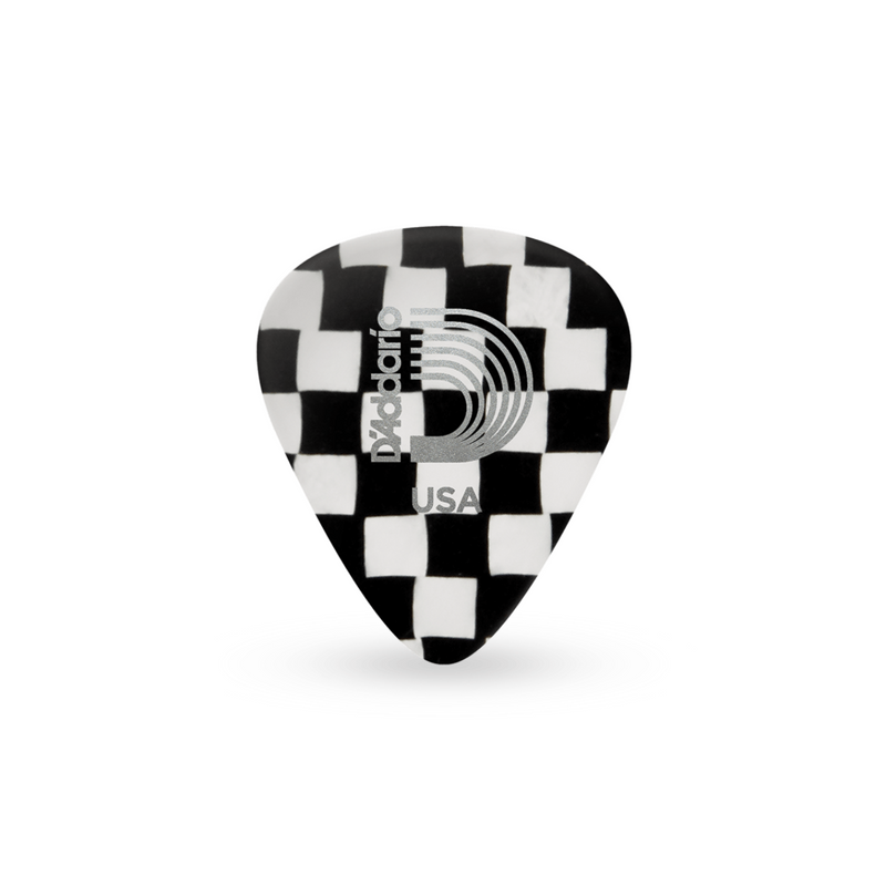 Uñas D'Addario Classic Checkerboard - Celuloide - Medium (paquete de 10) - 1CCB4-10