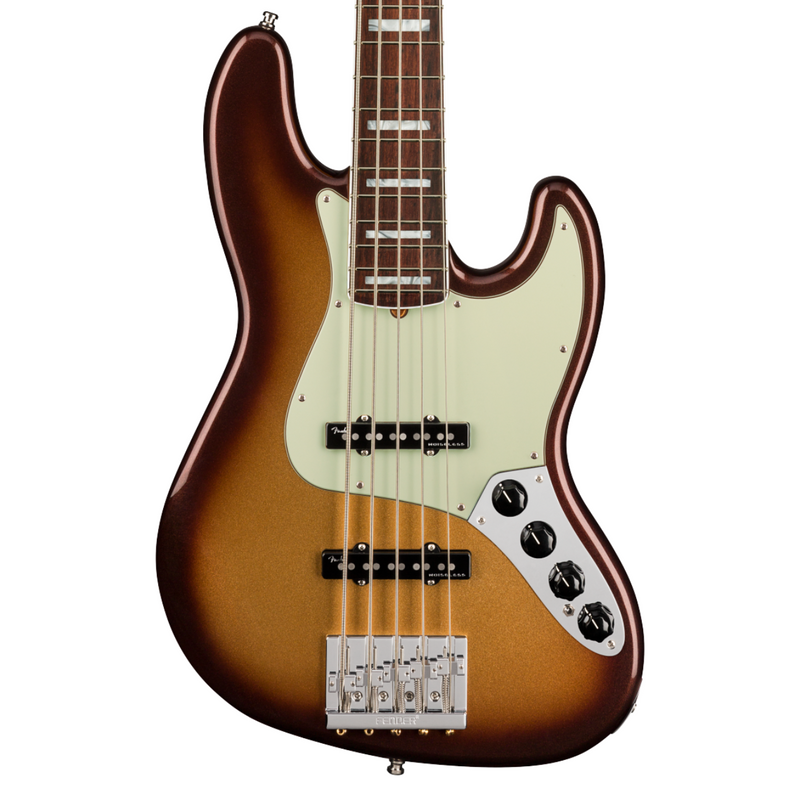 Bajo Eléctrico Fender American Ultra Jazz Bass V con mástil de palo de rosa - Mocha Burst